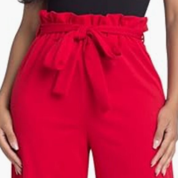 Brand New Women's Max Studio Red Paperbag Waist Pants - Picture 6 of 14
